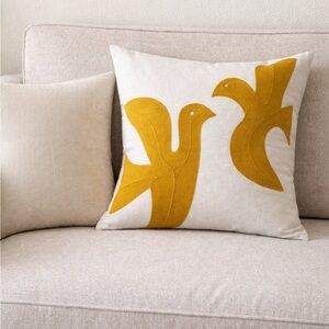 Jonathan Adler | 22x22 | Biarritz Love Doves Pillow – Modern Ivory & Mustard